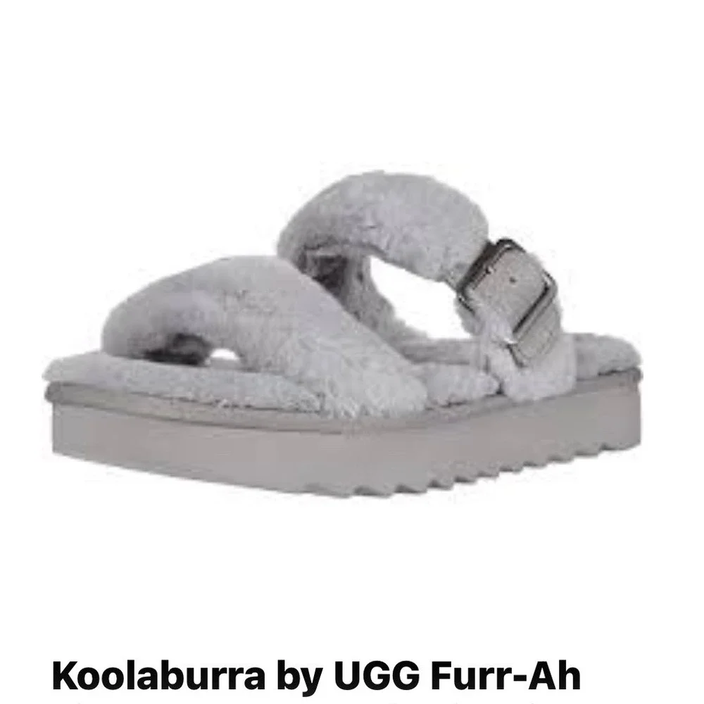 Koolaburra by UGG Fuzz-Ah Slide Sandals Slip On Wild Dove Gray Women's Size 7
